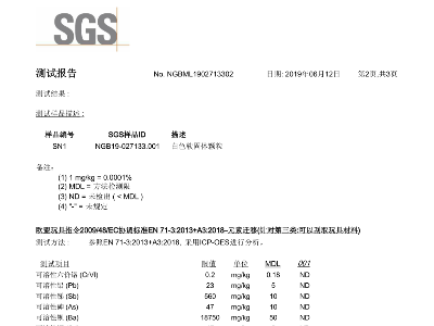 EN71-3 SGS 檢測報告